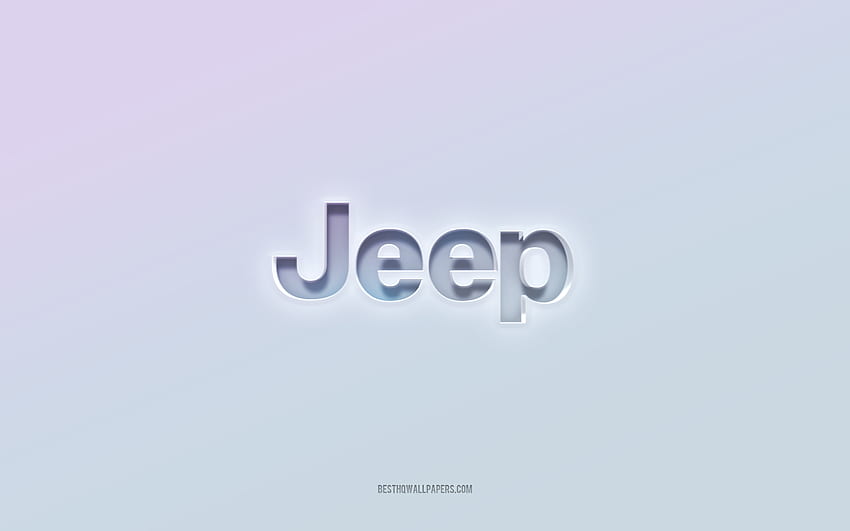 Jeep-Logo, ausgeschnittener 3D-Text, weißer Hintergrund, Jeep-3D-Logo, Jeep-Emblem, Jeep, geprägtes Logo, Jeep-3D-Emblem HD-Hintergrundbild