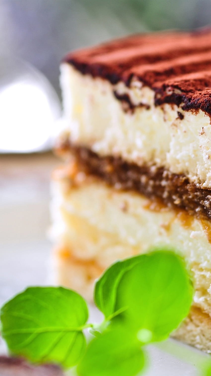Snack, Tiramisu, Sweet Cake, Chocolate, Mint, Breakfast IPhone 8 7 6 6S Plus , Background HD phone wallpaper