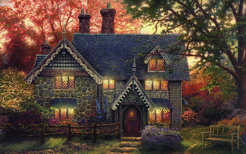 beautiful house, garden, country, architektur, house HD wallpaper