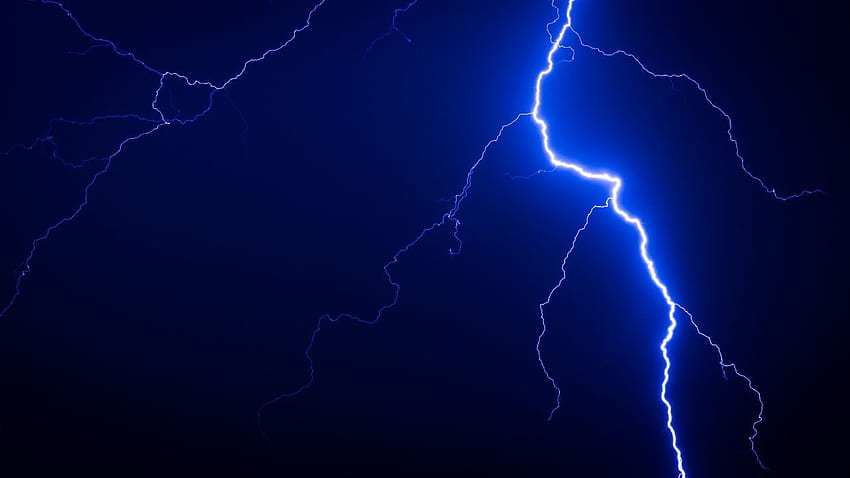 Lightning, Thunderstorm, Blue, Night HD wallpaper