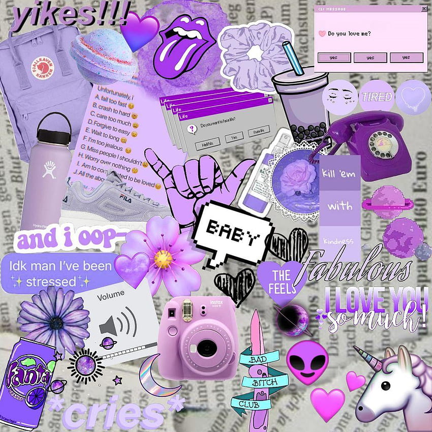 紫のVSCOガール、水瓶座の美学 HD電話の壁紙