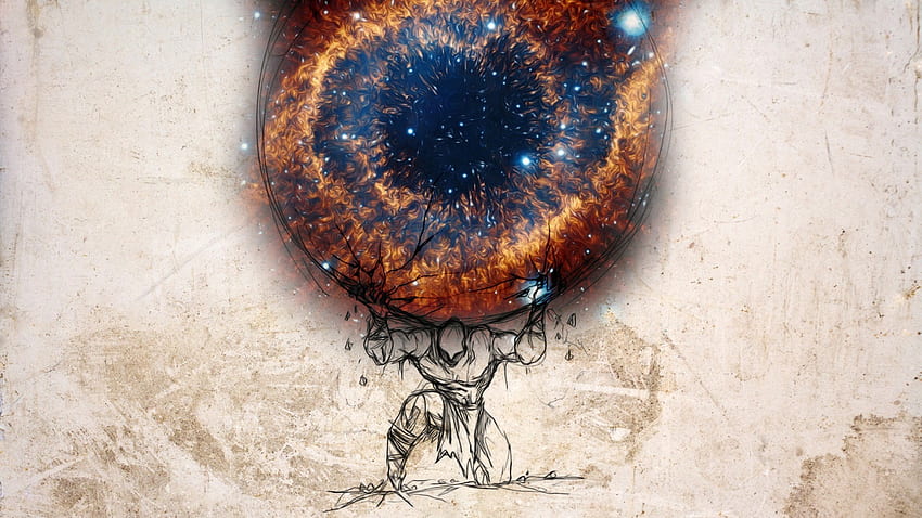 Obra de arte Atlas Dios Titán Astronomía Globos Dibujo abstracto Arte de fantasía Arte digital - Resolución: fondo de pantalla