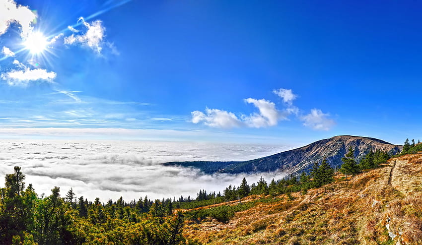 สาธารณรัฐเช็ก Krkonose R ธรรมชาติ ภูเขา ท้องฟ้า วอลล์เปเปอร์ HD