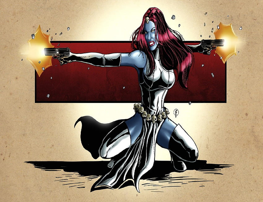 Mystique (bandes dessinées), tête rouge, méchant, armes à feu, Shapeshifting Fond d'écran HD