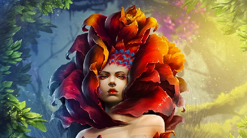 Blumenschönheit, Kunst, Mädchen, schön, Kopf, Frau, digital, Fantasie, hübsch, Gesicht, Blumen HD-Hintergrundbild