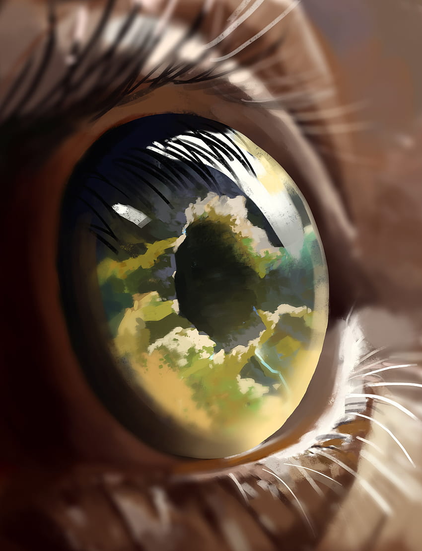 Kunst, Wolken, Spiegelung, Auge, Pupille HD-Handy-Hintergrundbild