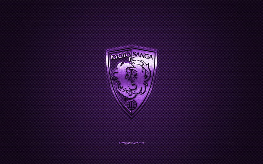 Kyoto Sanga FC, Japanese football club, purple logo, purple carbon fiber background, J2 League, football, Kyoto, Japan, Kyoto Sanga FC logo HD wallpaper