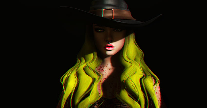 Art, Halloween, 3D, Shadow, Girl, Hat HD wallpaper
