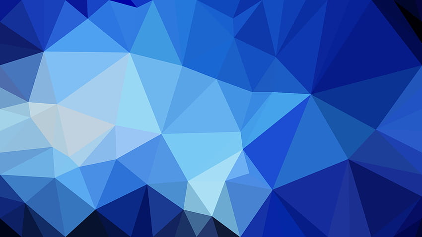 濃い青の多角形の背景、白と青の多角形 高画質の壁紙