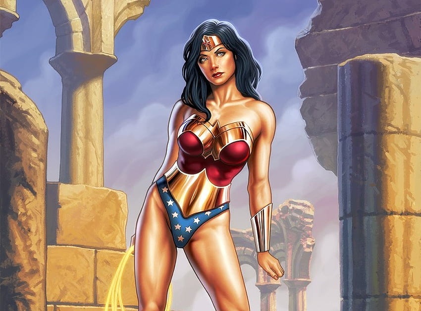 Wonderwoman, lasso, lady, superhero, temple HD wallpaper