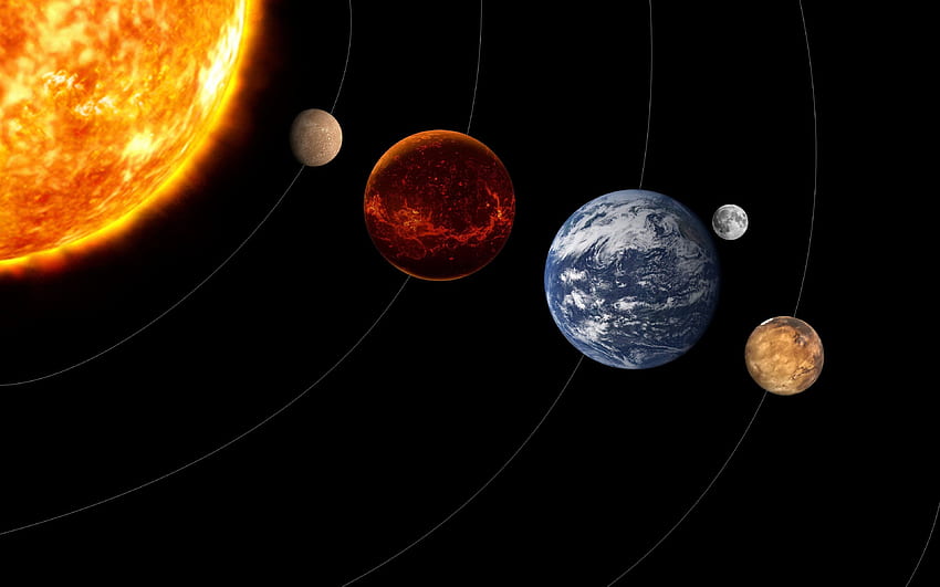Sistema Solar, Serie Planetaria, Sol, Venus, Plutón, Urano, Tierra, Marte, Neptuno, Júpiter, Mercurio, Arte 3D, Planetas, Galaxia, Ciencia Ficción, Nave Espacial Con Resolución . Alta calidad fondo de pantalla