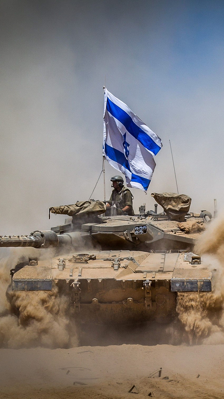 Merkava Mark IV, czołg, flaga, armia Izraela, obrona Izraela, IDF Tapeta na telefon HD