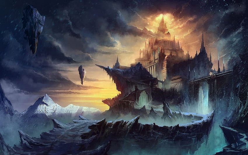 Castle On The Icy Mountain Peak Data Src Fantasy World HD wallpaper ...