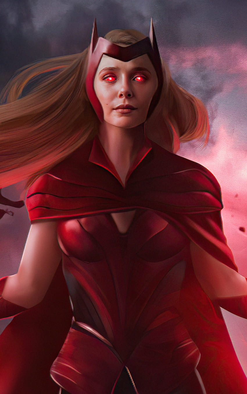 the scarlet witch, wanda vision, 2021, fan art , iphone 5, iphone 5s, iphone 5c, ipod touch, , background, 26969 HD phone wallpaper