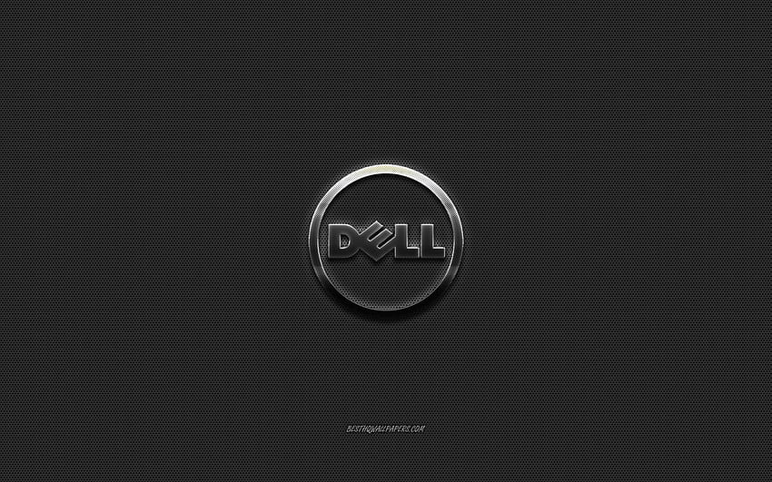 Dell 스틸 로고, 검은색 금속 그릴 배경, Dell 엠블럼, Dell, 해상도가 있는 금속 질감 Dell 엠블럼 . 고품질 HD 월페이퍼