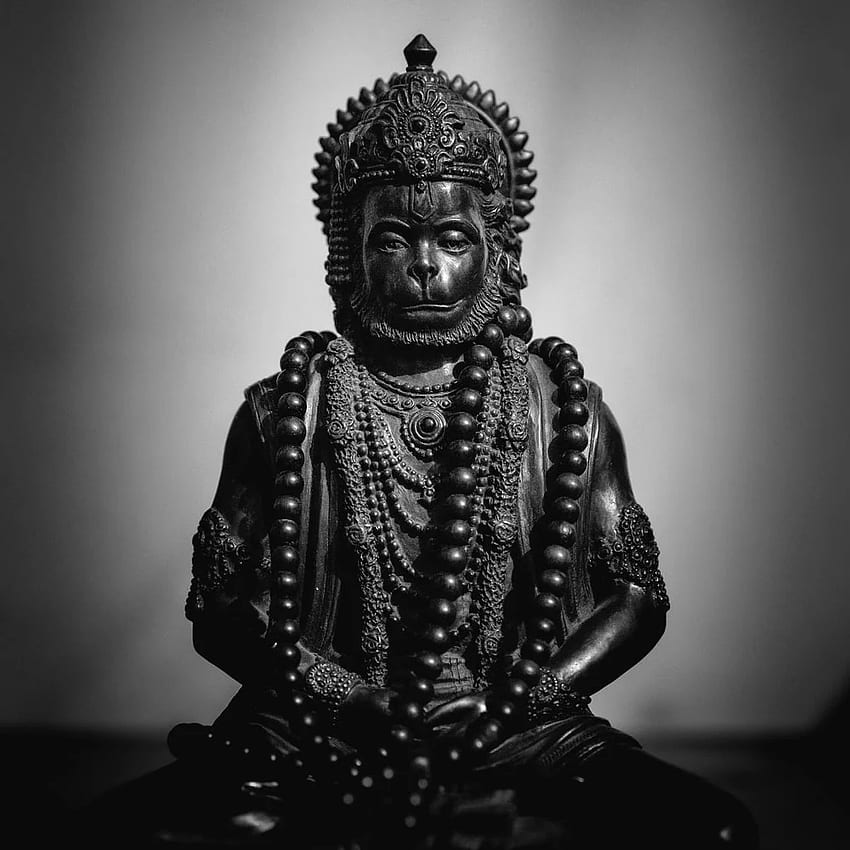 Lord Hanuman, Lord Hanuman in bianco e nero Sfondo del telefono HD