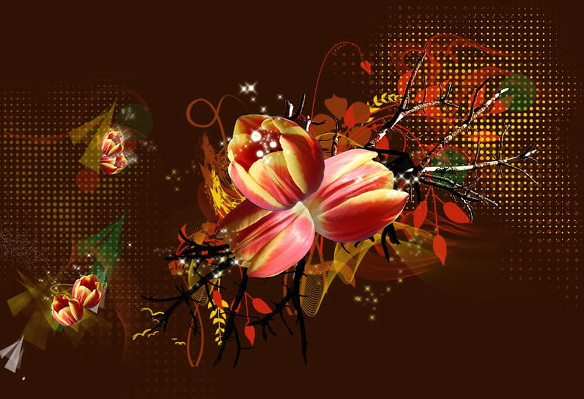 Tulip Fantasy, tulip, pink, flower, vector, flowers HD wallpaper
