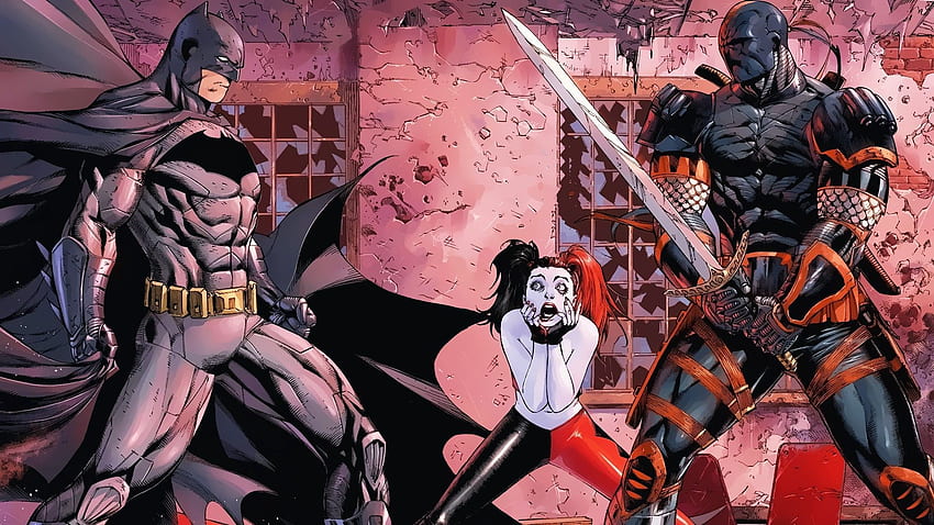 Deathstroke, Harley Quinn, Batman / et fond mobile, Batman rose Fond d'écran HD