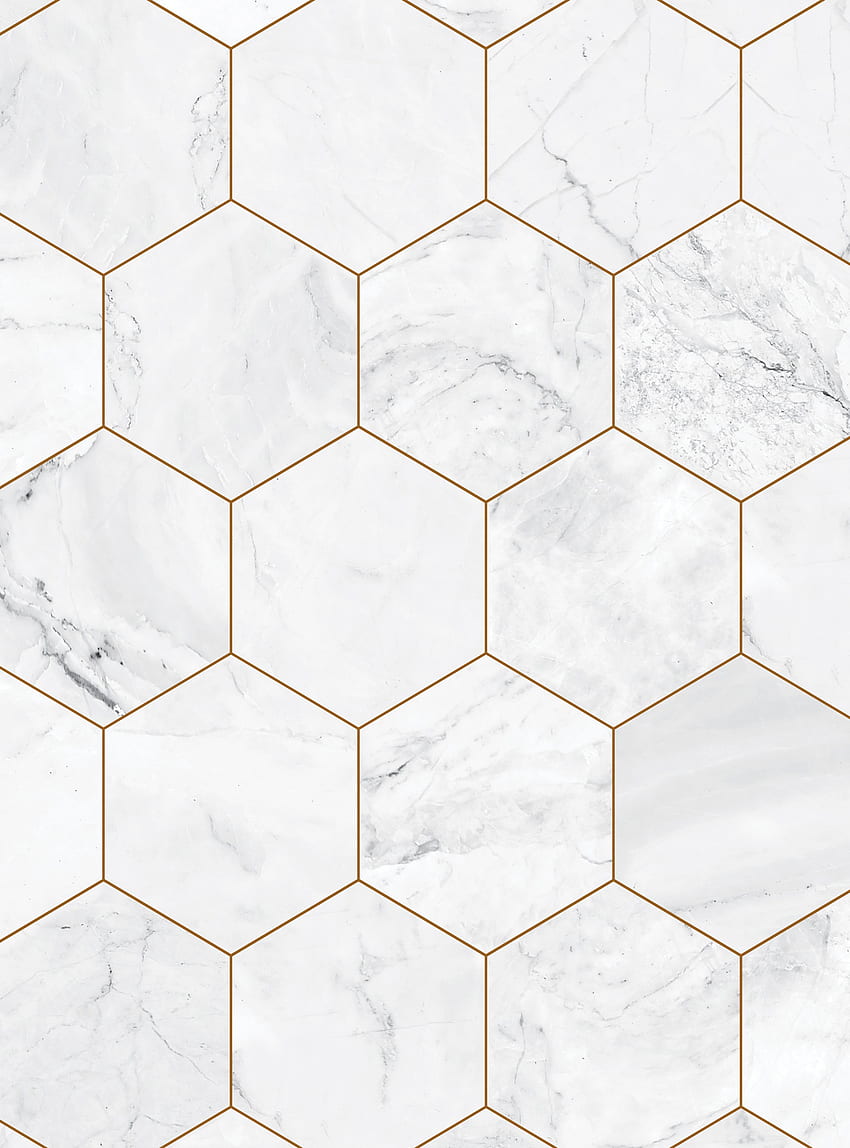 Sechseck-Marmor klein – abziehen und aufkleben – einfache Formen, schwarz-weißer und goldener Marmor HD-Handy-Hintergrundbild