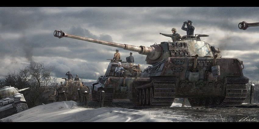 戦車と背景、ドイツの WW2 戦車 高画質の壁紙