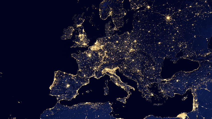 европа космическа графика u земна обсерватория черен мрамор HD тапет