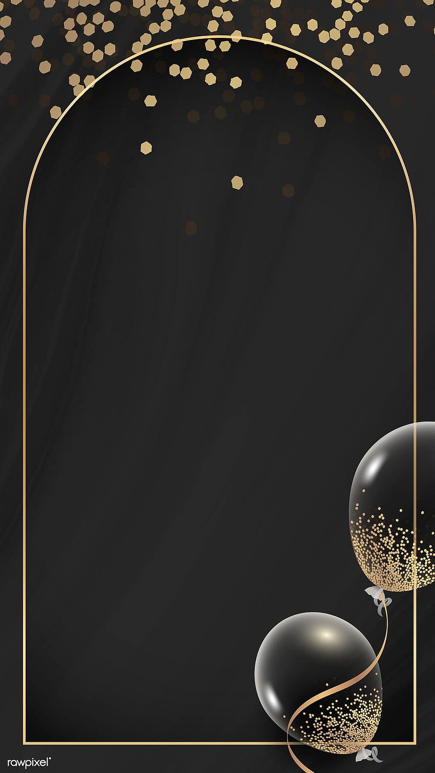 premium vector of Golden rectangle balloons frame design mobile. Phone design, Frame design, Phone, Black and Gold Balloons HD phone wallpaper