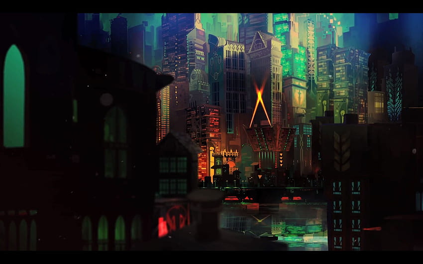 TRANSISTOR game anime city d background, Anime Cities papel de parede HD