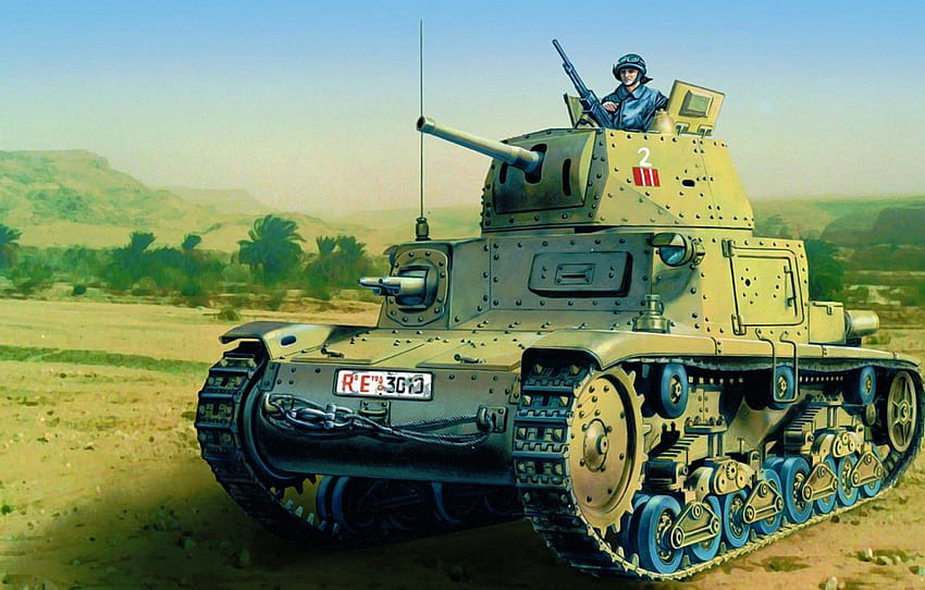War, Art, Painting, Tank, Ww2, Italian Medium Tank, Fiat M13 40 For , Section оружие, Italy Art HD wallpaper