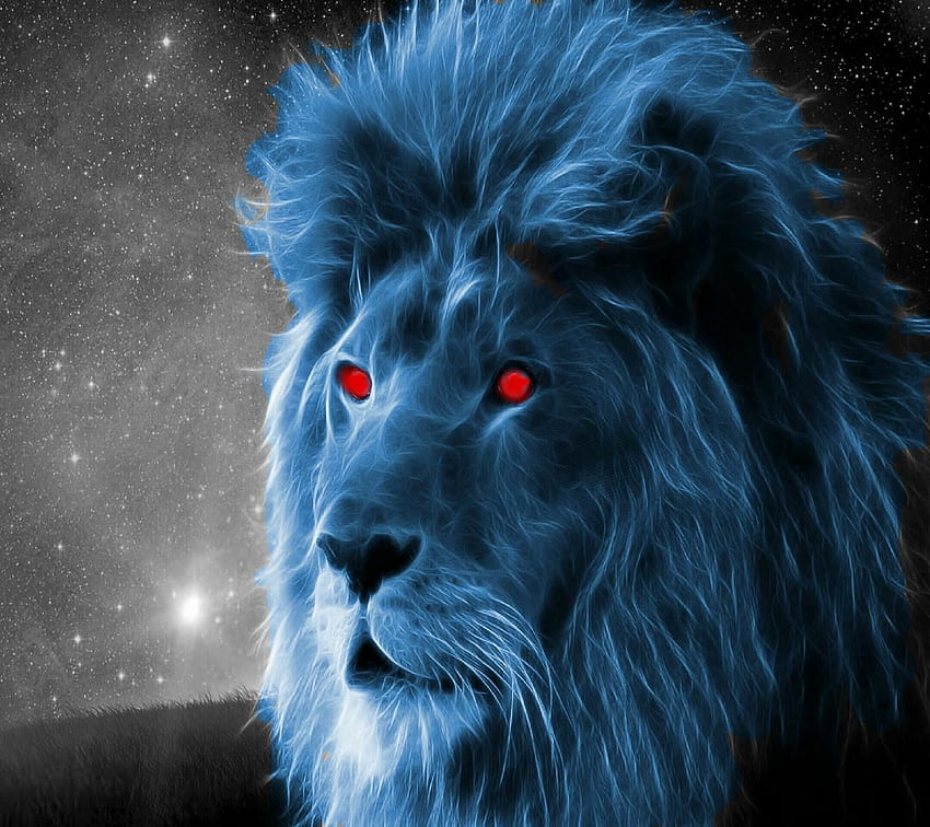 赤い目のライオン。 ブルーライオン, ユダのライオン, ライオン 高画質の壁紙