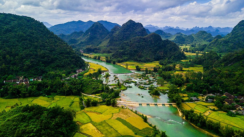 Vietnam Scenery Mountains Rivers Fields Cao Bang HD wallpaper