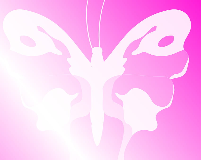 Butterfly - Pink, pink, white, simple, shade, butterfly HD wallpaper
