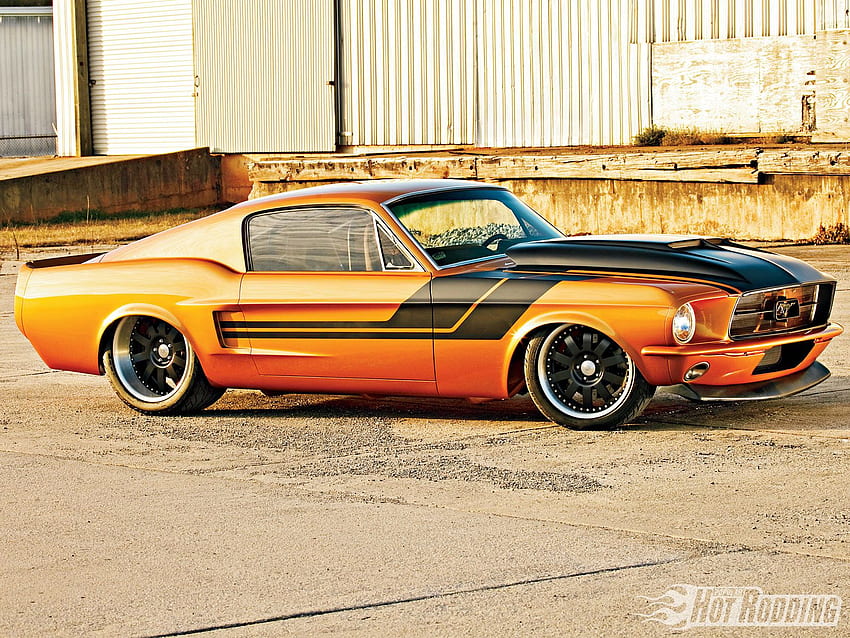 Mustang. 1967 Mustang Fastback Hot Rod Muscle Cars, Orange Classic Car HD-Hintergrundbild