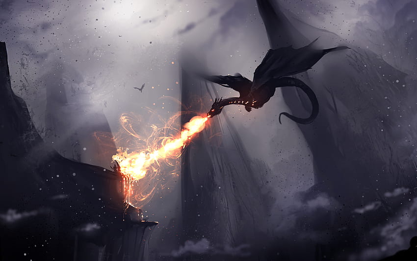 Dragon, Fire, Knight, Digital Art for MacBook Pro 15 inch HD wallpaper ...