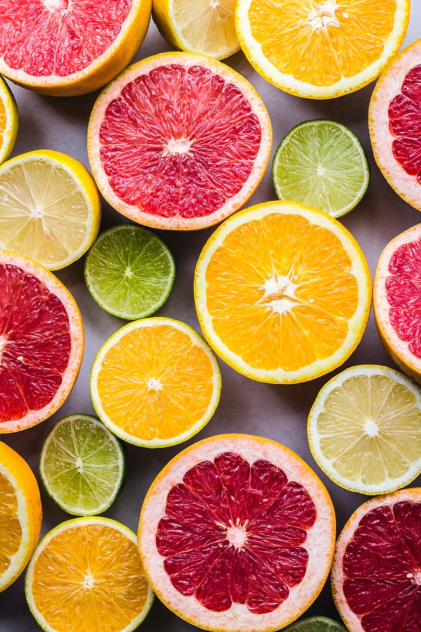 Cytryny, owoce, jedzenie, pomarańcze, owoce cytrusowe, grejpfrut, limonki Tapeta na telefon HD