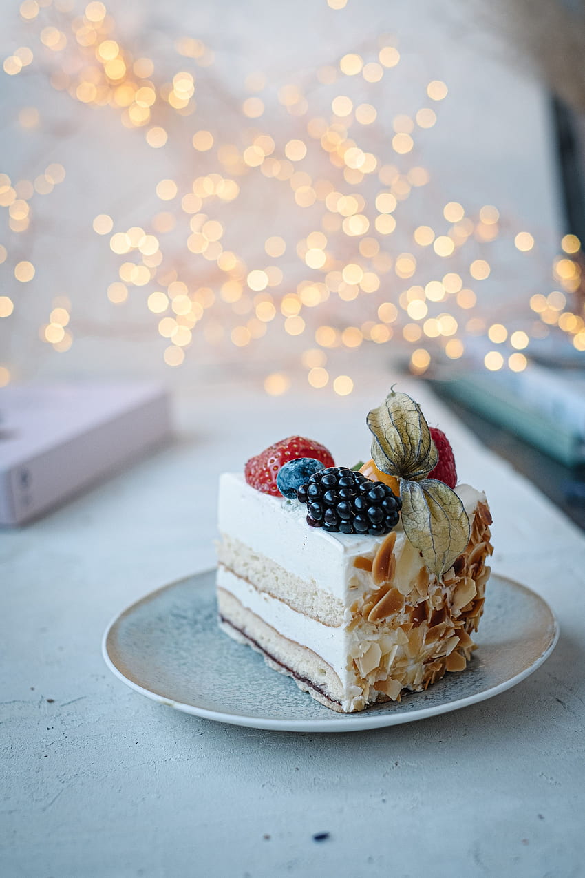 Food, Desert, Berries, Cake, Plate, Decoration HD phone wallpaper