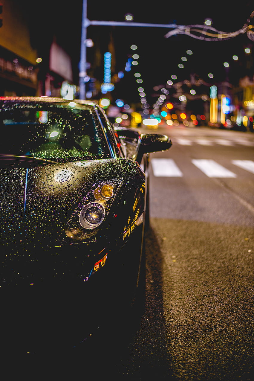 Auto, pioggia, gocce, automobili, vista frontale Sfondo del telefono HD