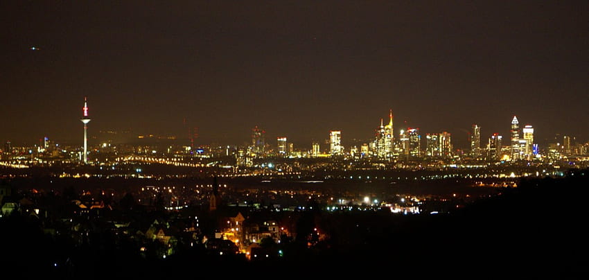 Schöne Lichter von Frankfurt, Abend, Stadtansichten, Natur, Deutschland, Lichter HD-Hintergrundbild