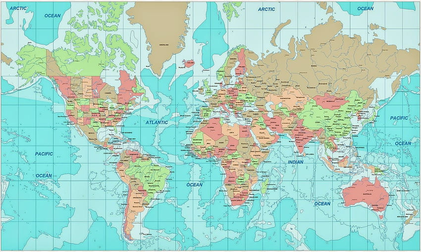 Карта на света, политическа карта на света HD тапет
