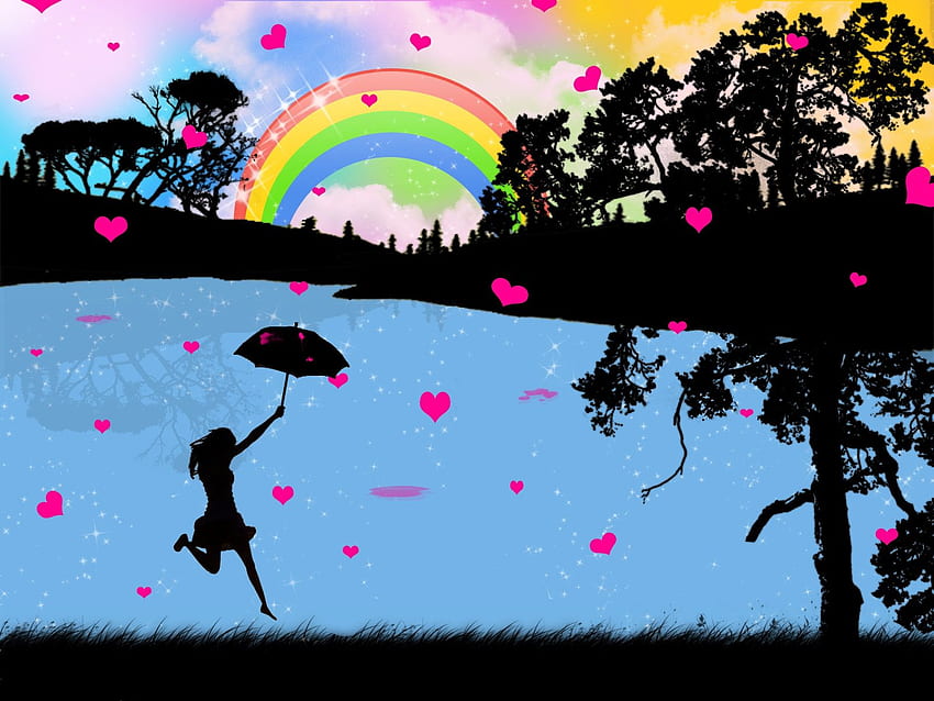 Love Drops Post in Pixel of 1600×1200, a Pink Heart Rain is Falling, Just Do Without Umbrellas, Enjoy the Romance and Beautiful Scene – Natural Scenery . World HD wallpaper