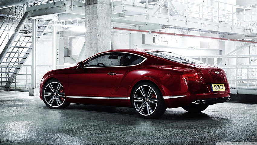 Bentley V8, stairs, car, garage, red, bentley, wheels, beauty, v8 HD wallpaper
