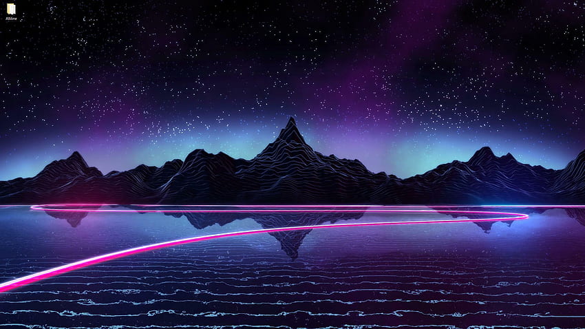 Retro Lake (サイバーパンク ランドスケープ) - Graphics 3D Live 高画質の壁紙