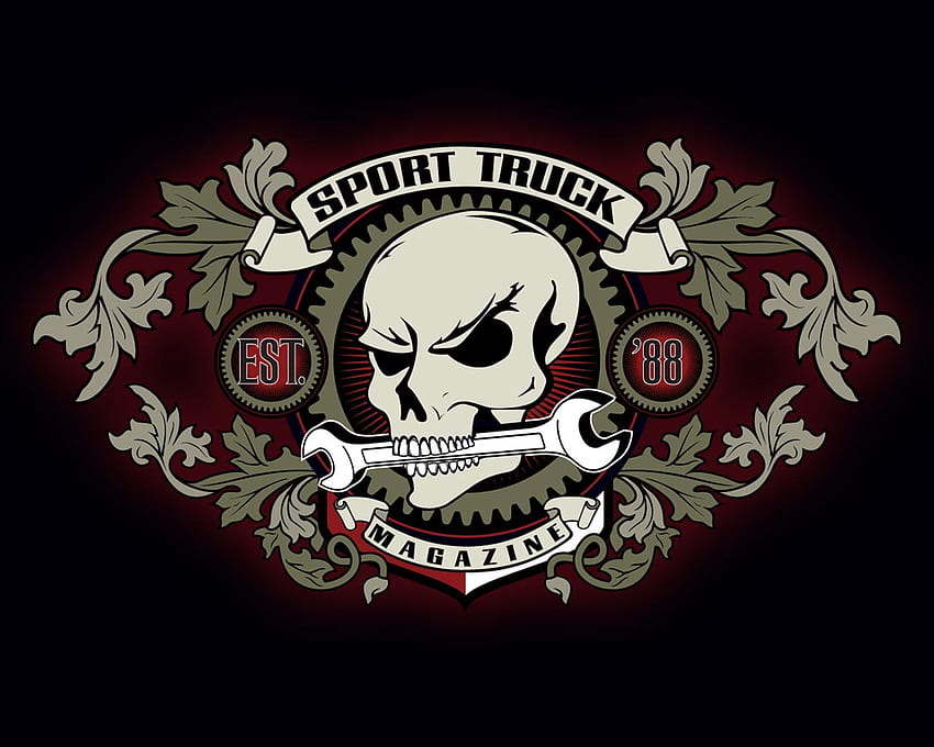 Sport Truck Skull, skull, sport truck, black, wrench HD wallpaper