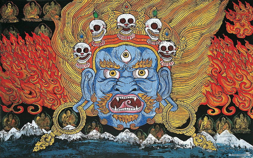 マハカラ。 タンカ絵画、仏教美術、アート、チベット仏教 高画質の壁紙