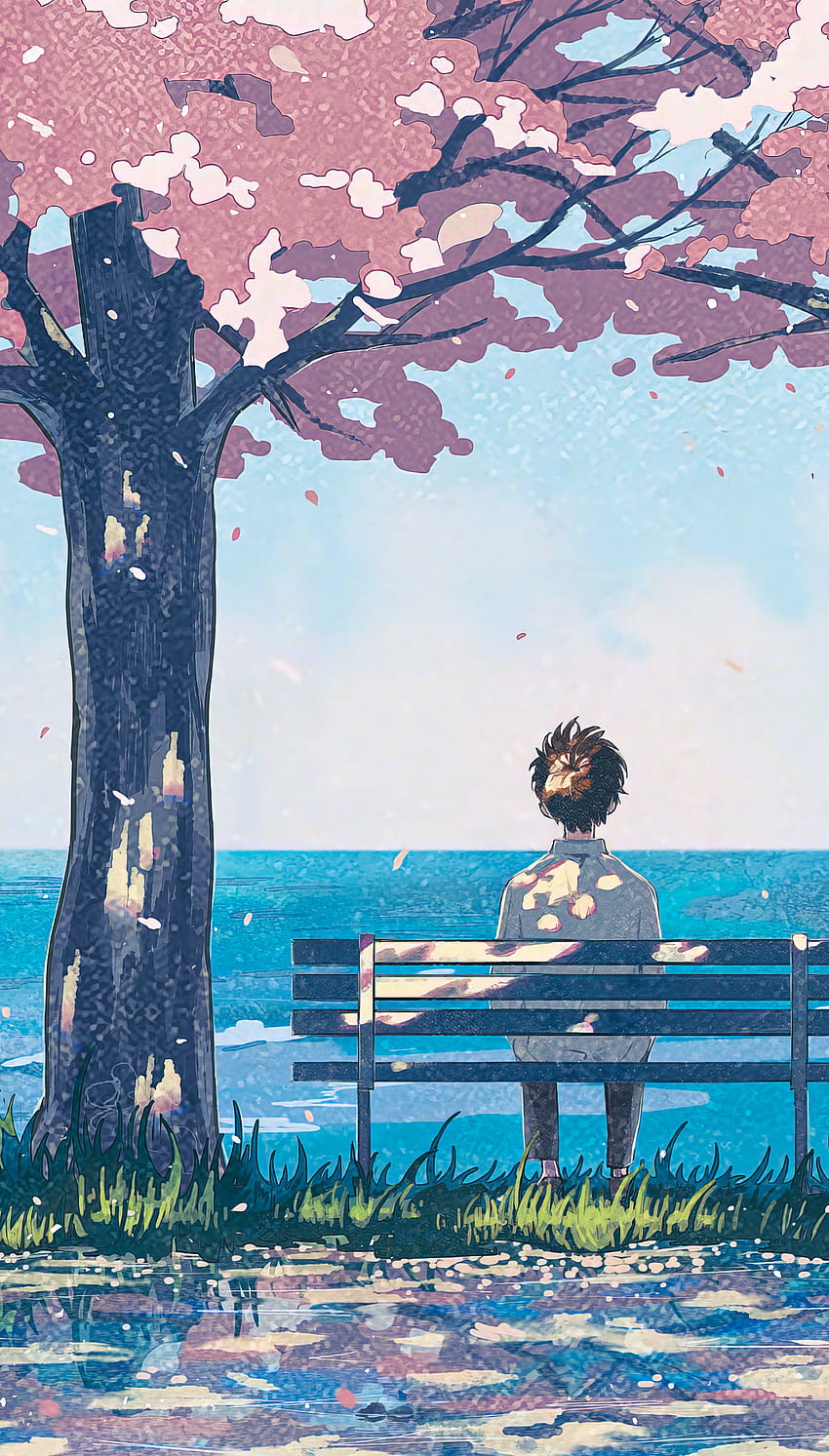 Anime boy pic, people_in_nature, sky, rec, art, atmospheric, mood, popular, vibes HD phone wallpaper
