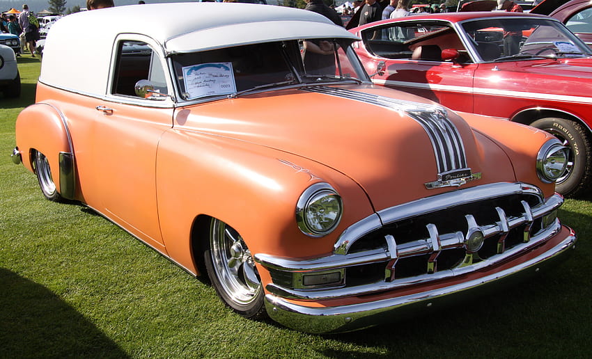 1950 consegna berlina Pontiac, fari, Pontiac, bianco, beige, nero, grafite, pneumatici, nichel Sfondo HD