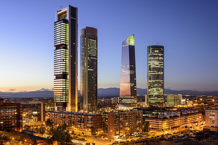 Madrid Espagne Street nuit, Madrid Skyline Fond d'écran HD