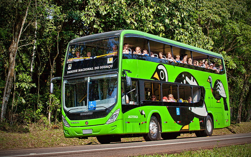 Marcopolo Viale DD Sunny Volvo B215LH, , зелен автобус, 2021 автобуси, R, двуетажни автобуси, превоз на пътници, пътнически автобус, Marcopolo HD тапет