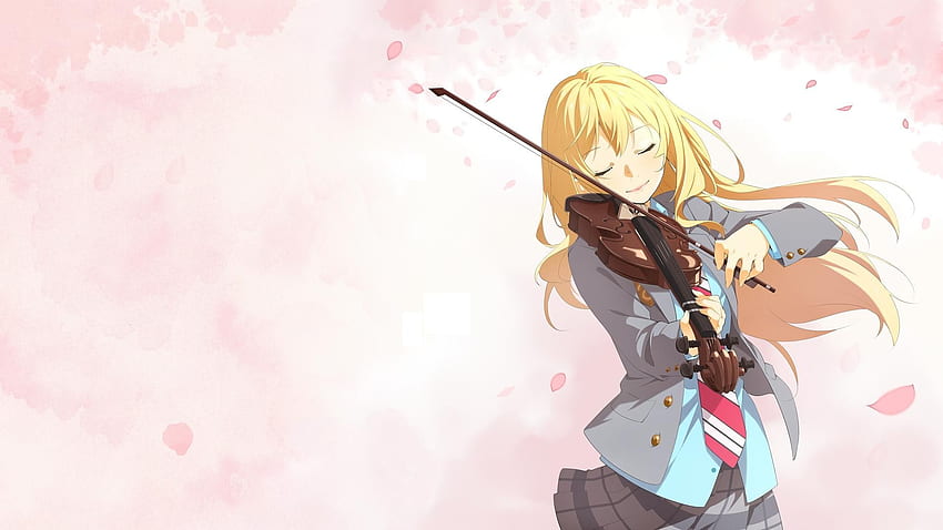 Wallpaper look, girl, violin, anime, Shigatsu wa Kimi no Uso for