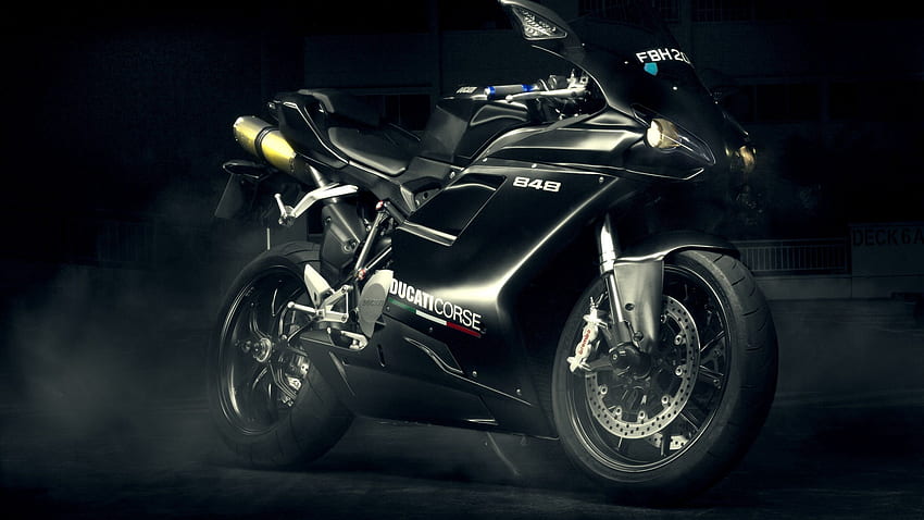 Черен мотоциклет Ducati 848 Evo HD тапет