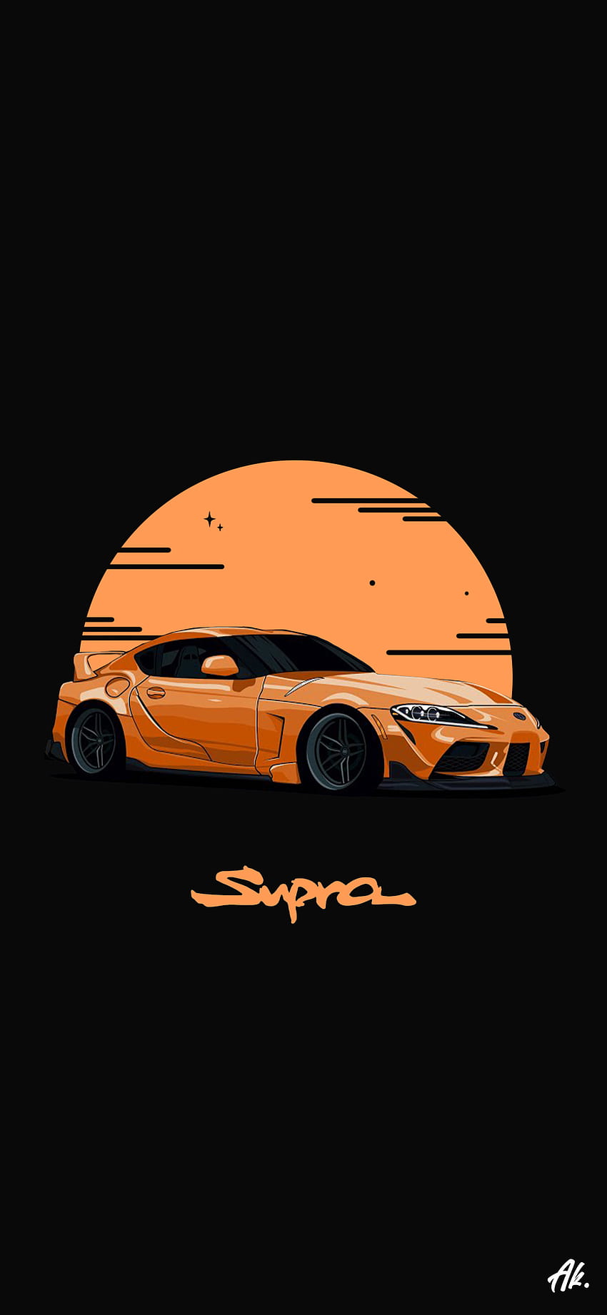 スープラのロゴアート、オレンジ、automotive_design、car、trend、black、dark、words HD電話の壁紙